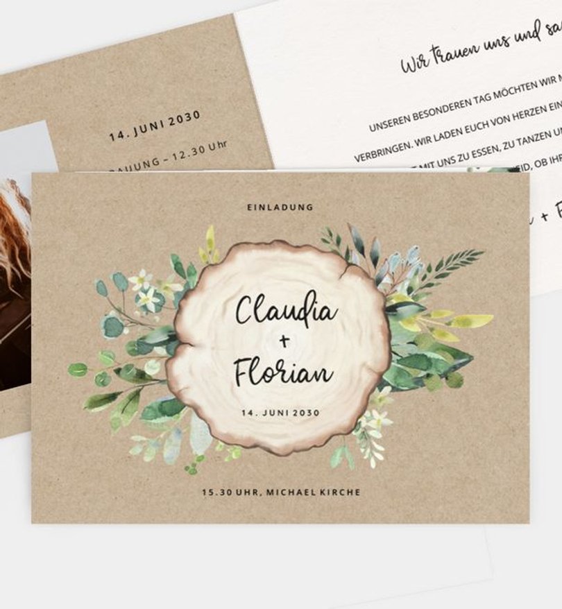 Einladungskarte Hochzeit Wooden Love