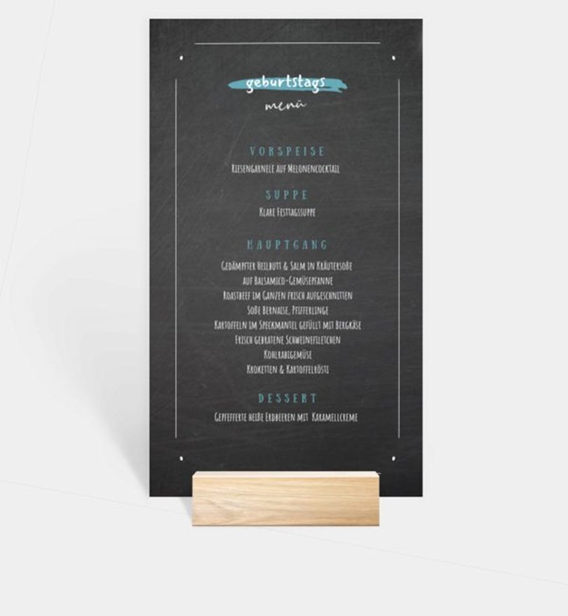 Menükarte Geburtstag Blackboard