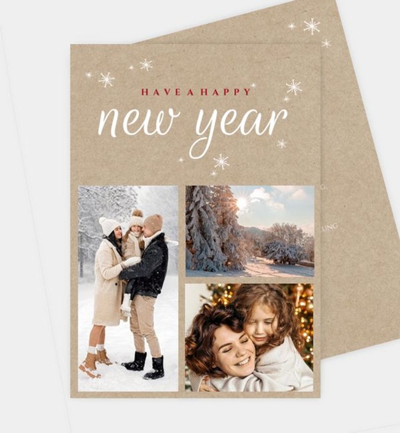 Neujahrskarte Weihnachten Crafty and Snowflakes