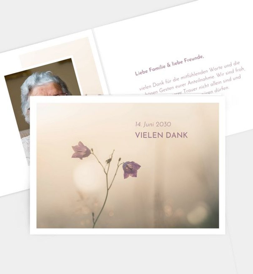Dankeskarte Trauer Peaceful Flower