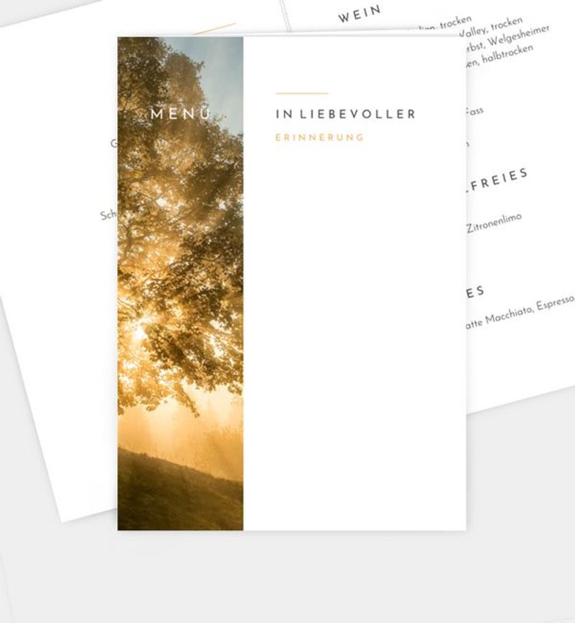 Menükarte Trauer Abendhimmel · Waldnebel