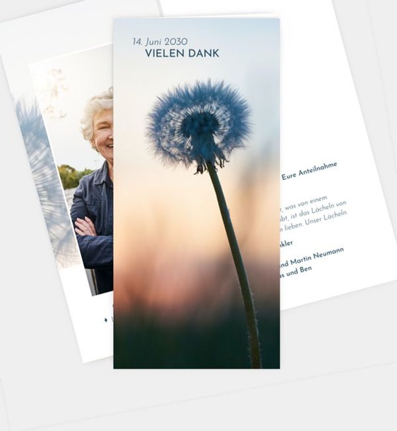 Dankeskarte Trauer Pusteblume
