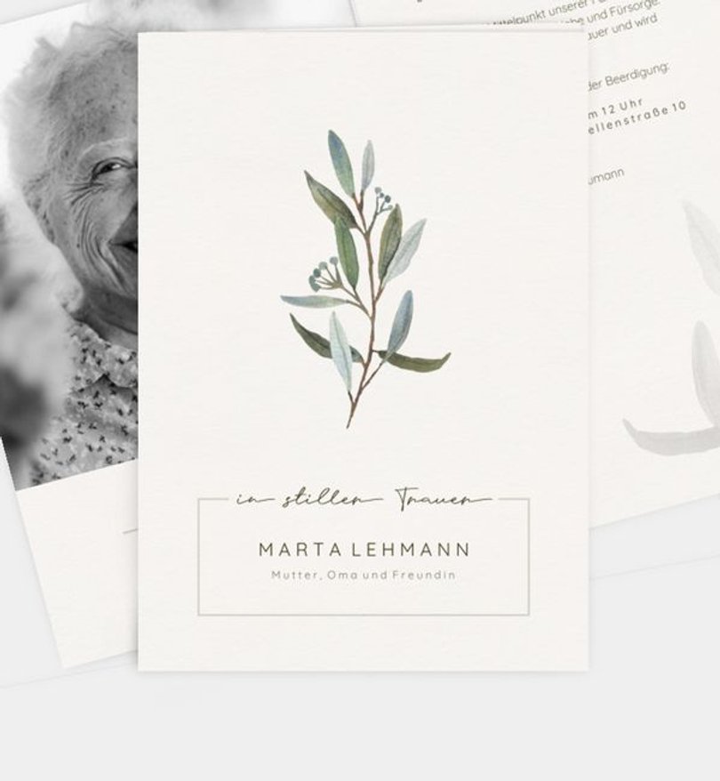 Trauerkarte Trauer Olive branch