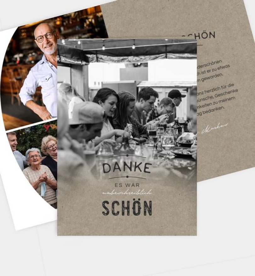 Dankeskarte Geburtstag Nostalgie · Crafty