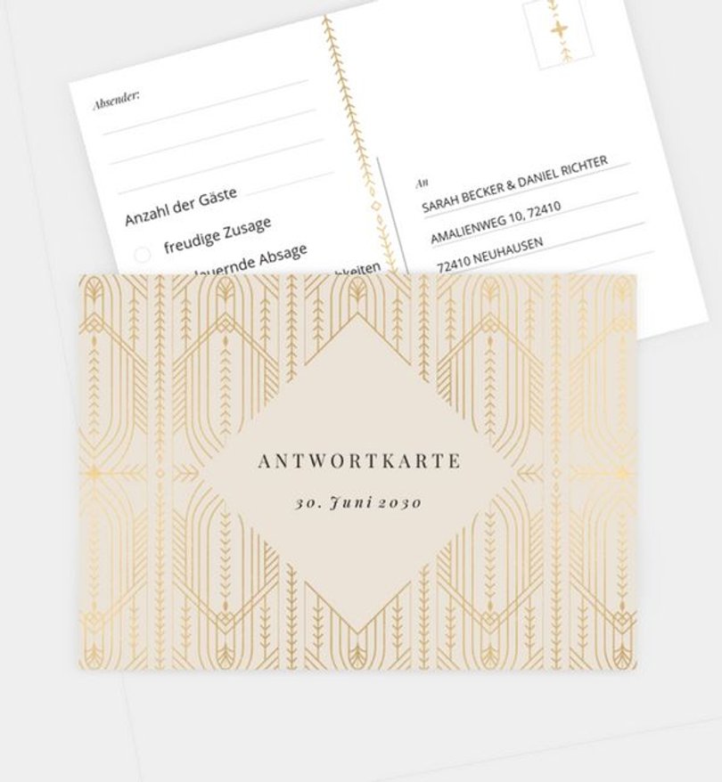 Antwortkarte Hochzeit Art Deco