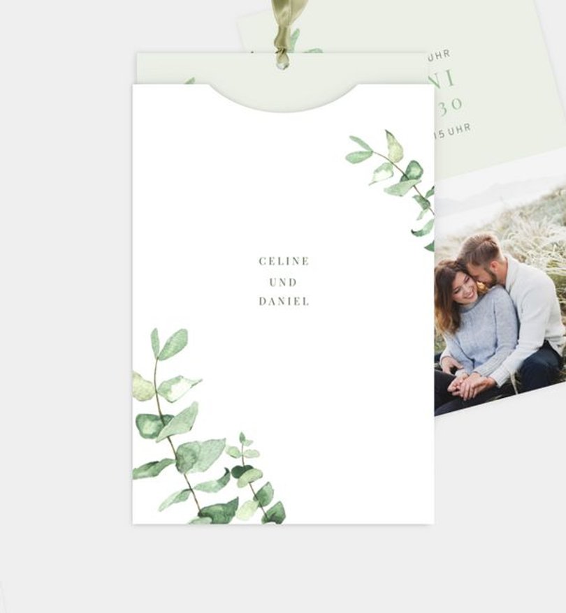 Einladungskarte Hochzeit Simple Green