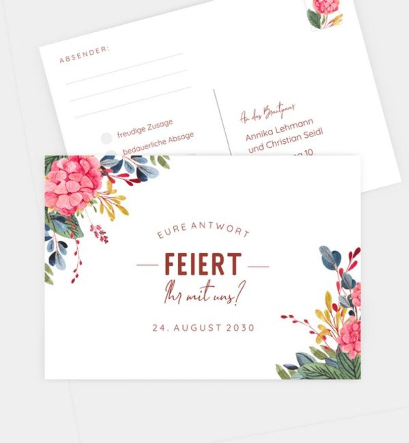 Antwortkarte Hochzeit Vivid Florals