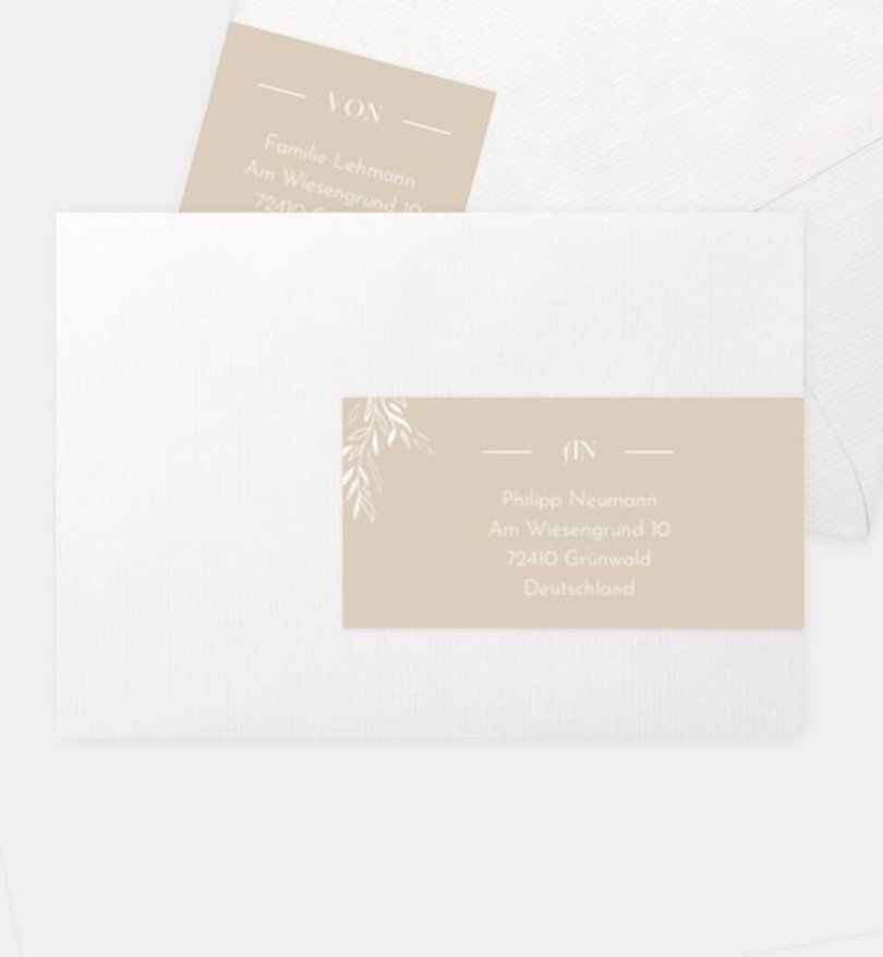 Adressaufkleber Hochzeit Soft Leaves