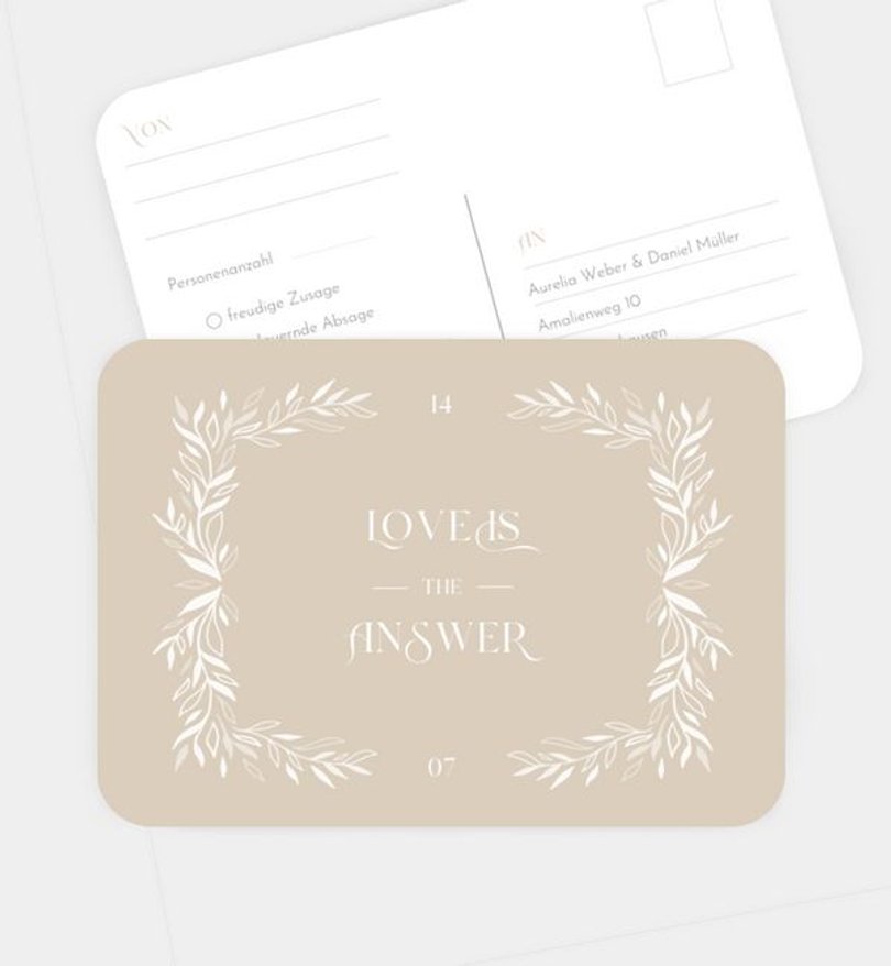 Antwortkarte Hochzeit Soft Leaves