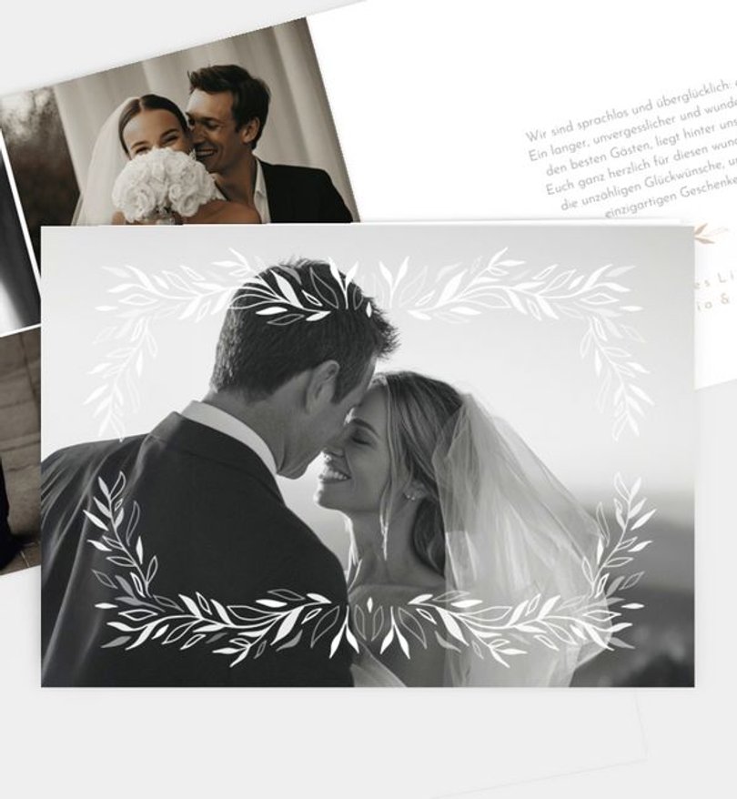 Dankeskarte Hochzeit Soft Leaves