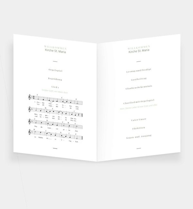 Einleger - Kirchenheft Hochzeit Simple Green