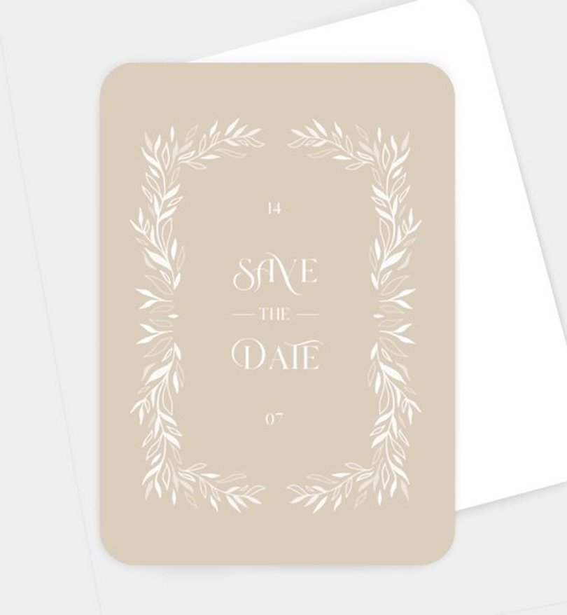 Save-The-Date Karte Hochzeit Soft Leaves