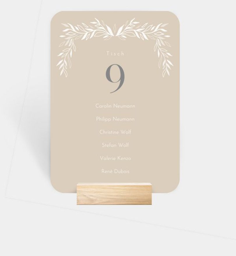 Gruppentischkarte Hochzeit Soft Leaves