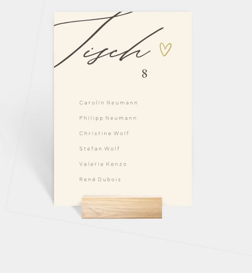 Gruppentischkarte Hochzeit Stempel