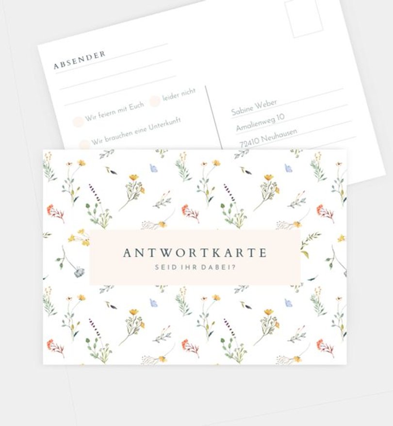 Antwortkarte Hochzeit Allover floral print