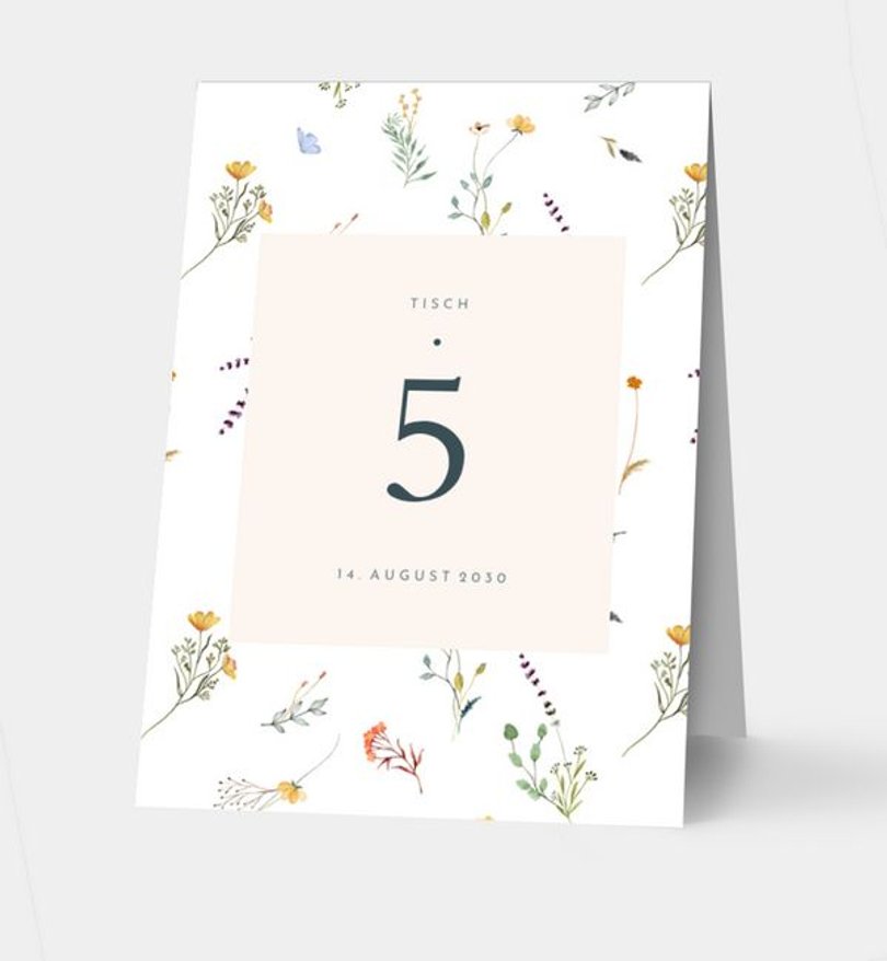 Tischnummer Hochzeit Allover floral print