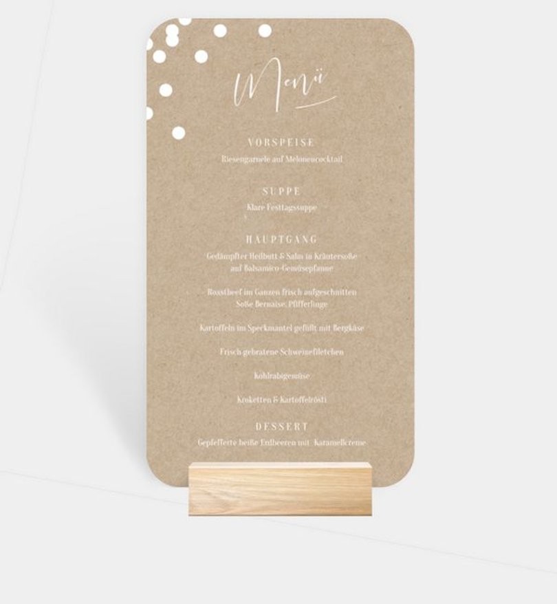 Menükarte Hochzeit Confetti Love