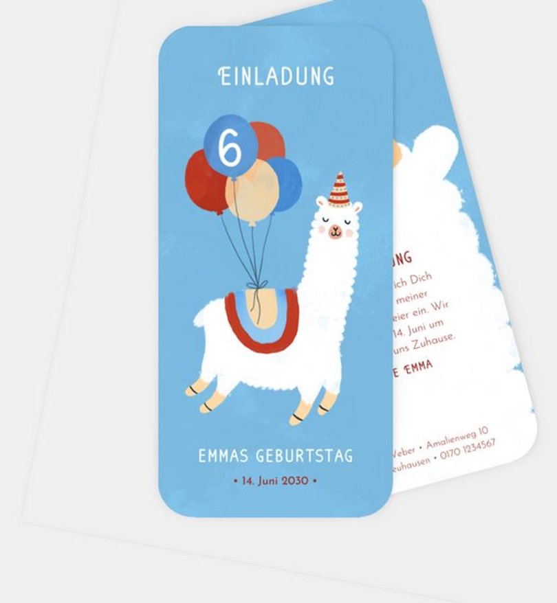 Einladungskarte Kindergeburtstag Lama