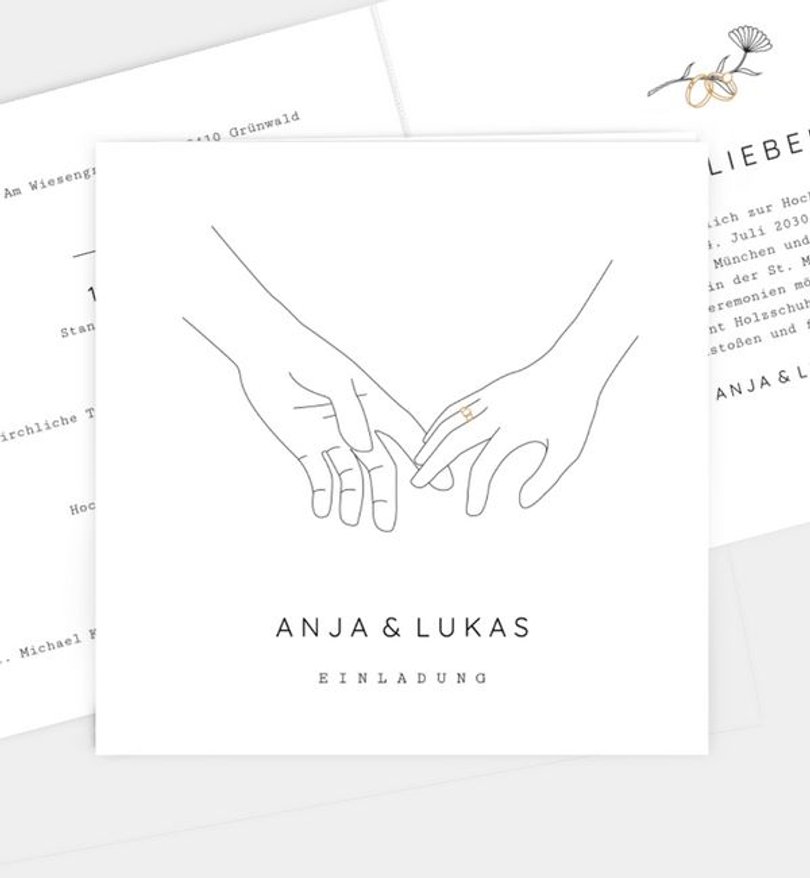 Einladungskarte Hochzeit Loving Hands