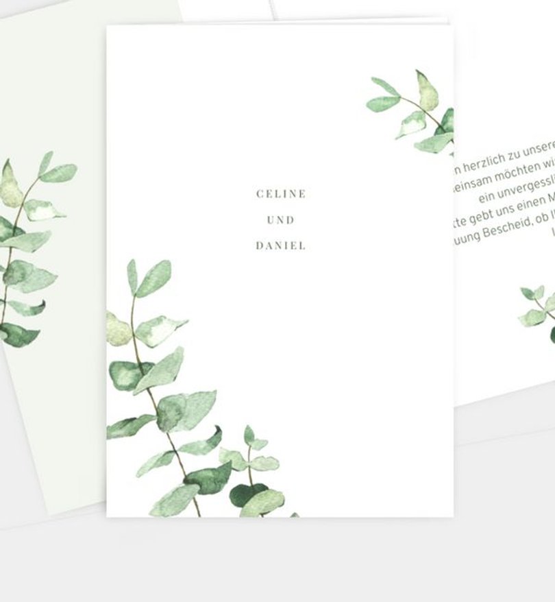 Einladungskarte Hochzeit Simple Green