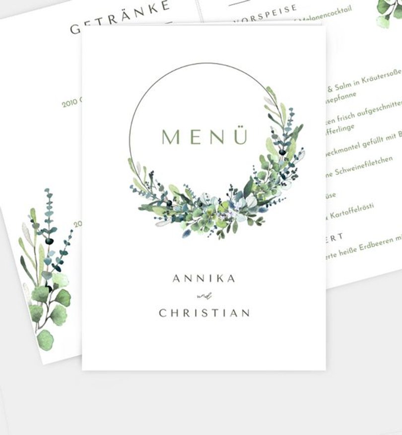 Menükarte Hochzeit Schönes Land