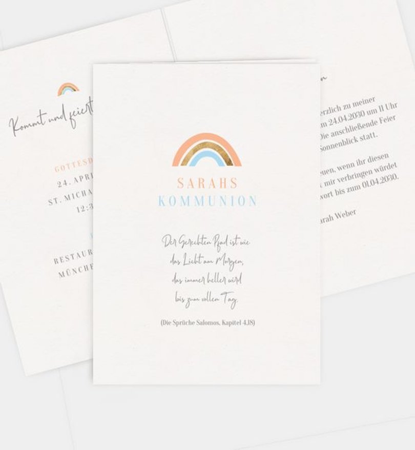 Einladungskarte Kommunion Regenbogen