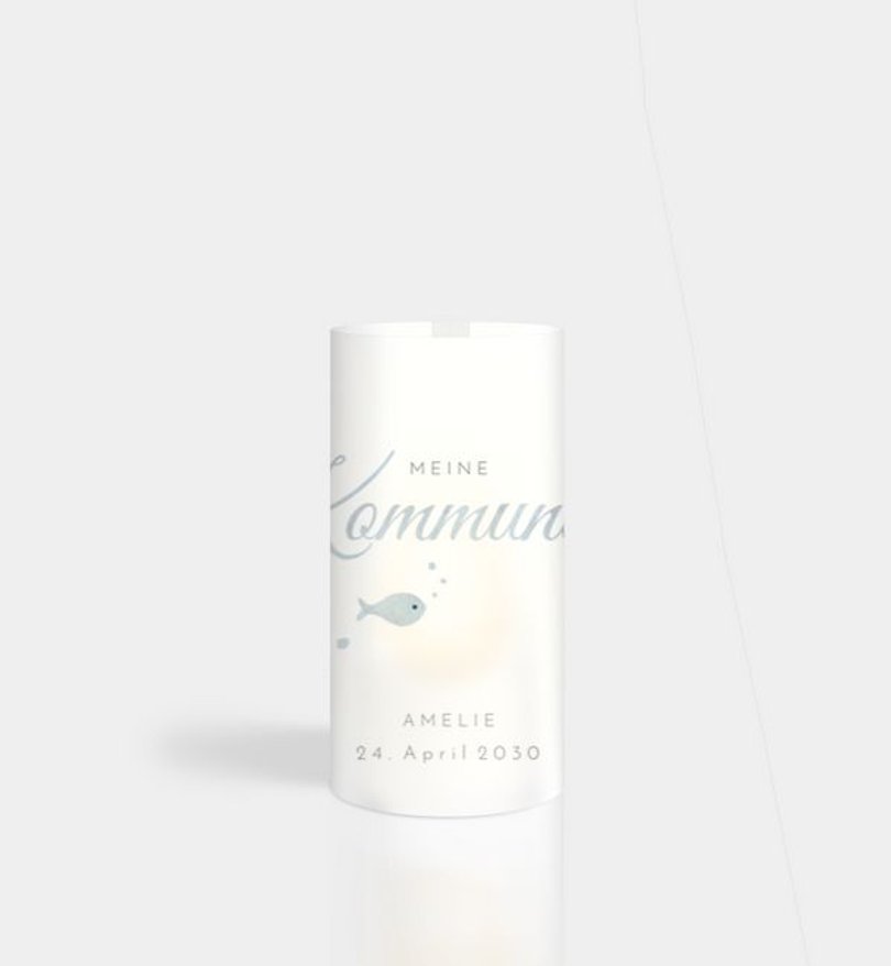 Windlichtkarte Kommunion Fischfamilie