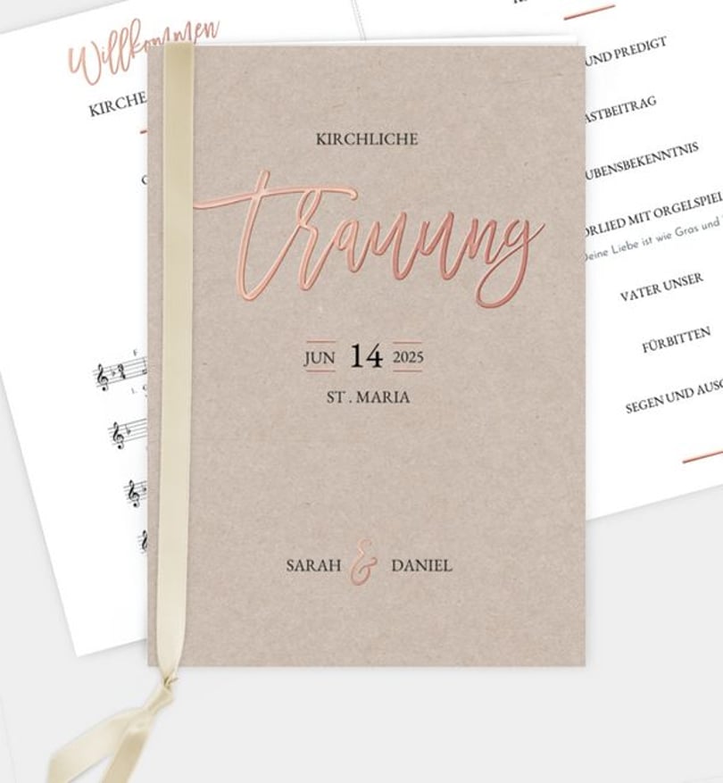 Kirchenheft Hochzeit Rosegold · Crafty