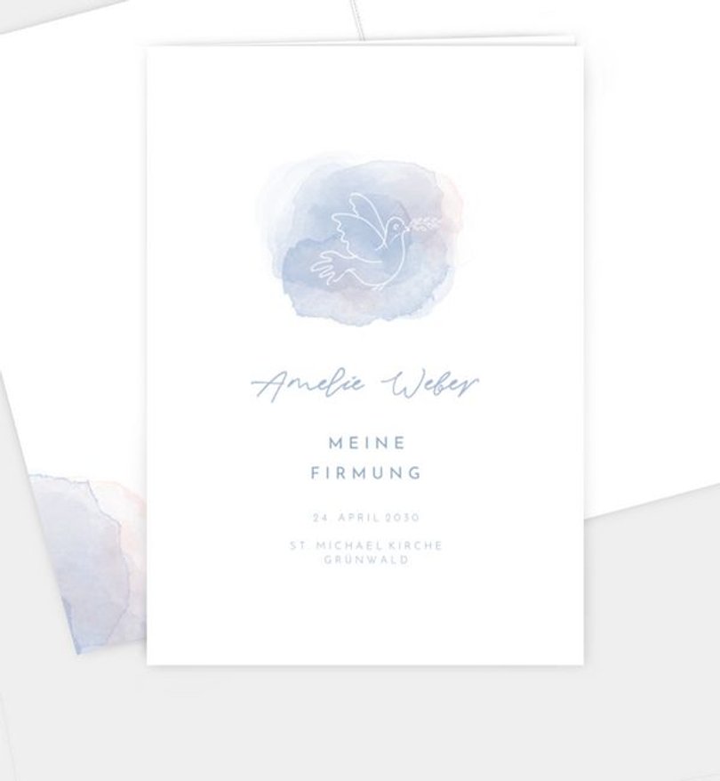 Kirchenheft Firmung Taubenaquarell