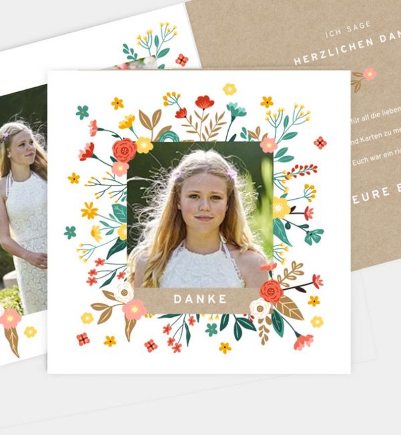 Dankeskarte Firmung Flower Love - Crafty