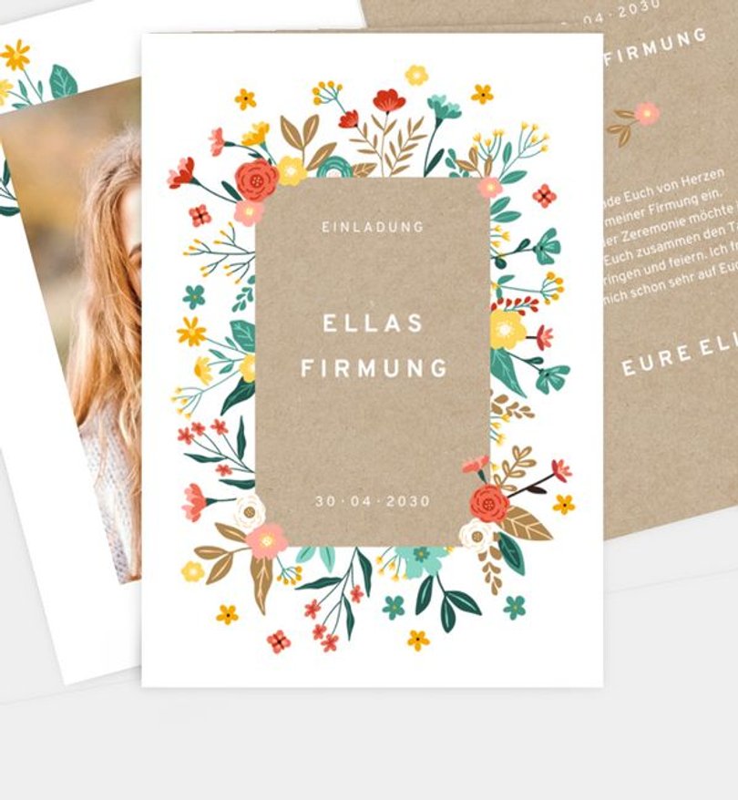 Einladungskarte Firmung Flower Love - Crafty