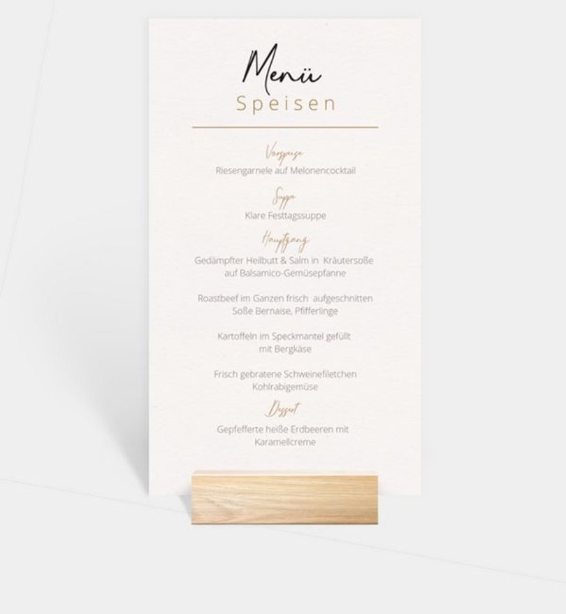 Menükarte Goldene Hochzeit Ringe