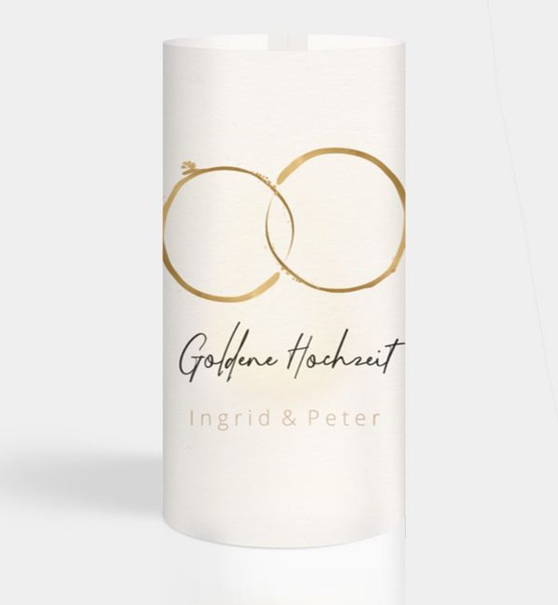 Windlichtkarte Goldene Hochzeit Ringe