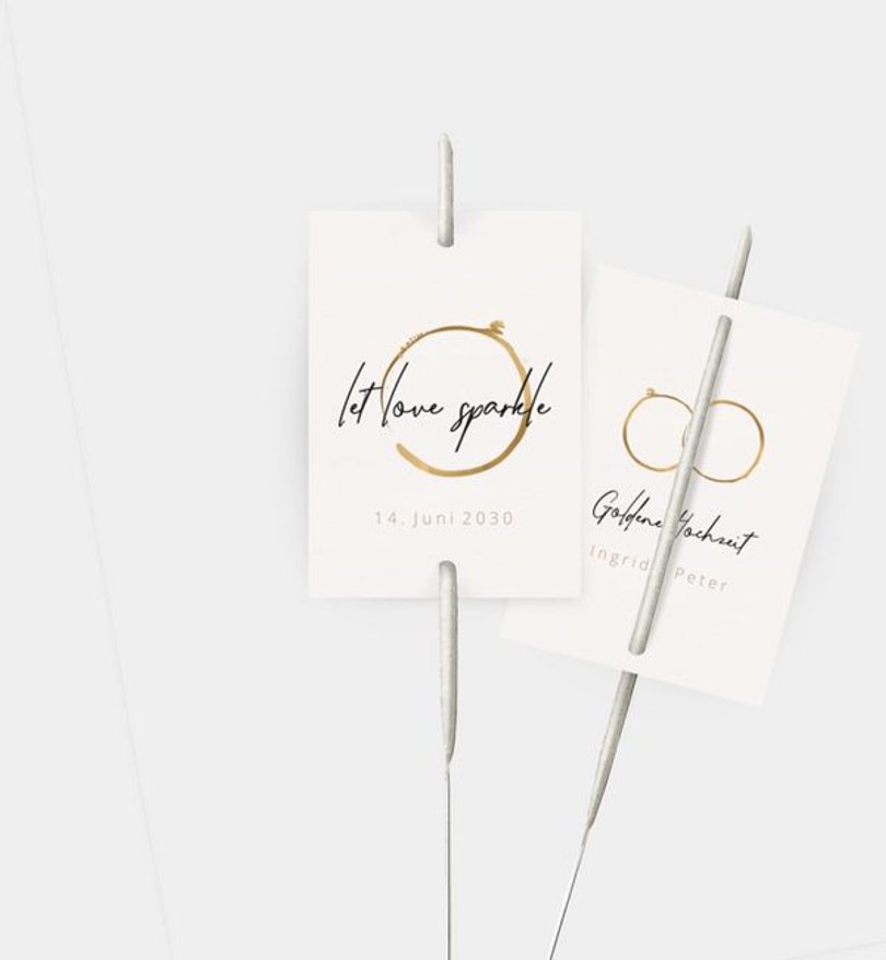 Wunderkerzenetikett Goldene Hochzeit Ringe