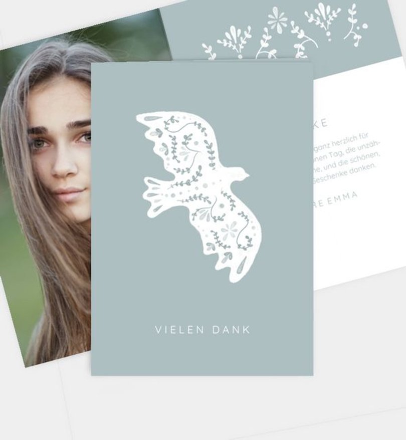 Dankeskarte Konfirmation Bird