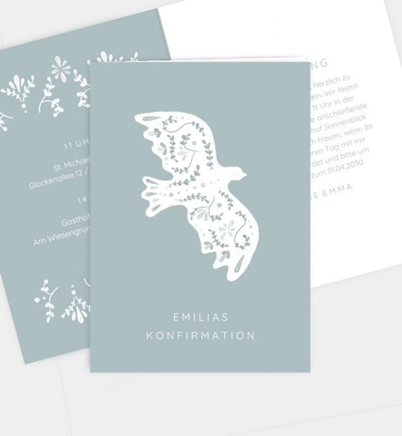 Einladungskarte Konfirmation Bird