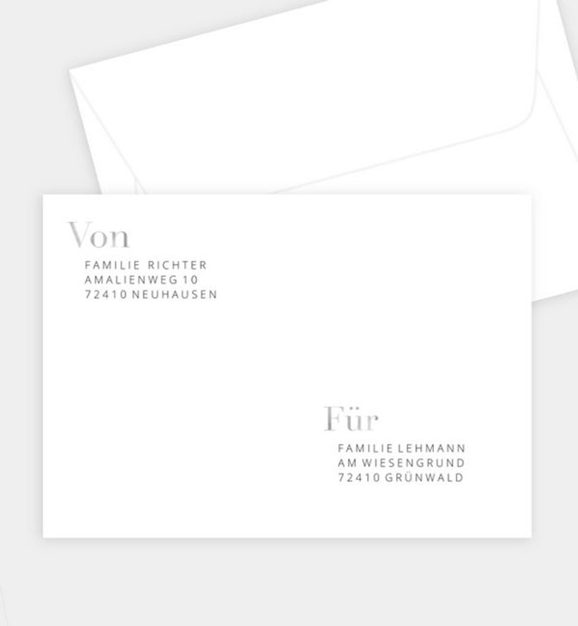Briefumschlag Silberhochzeit Minimal Modern
