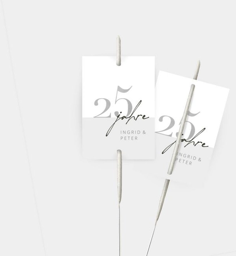 Wunderkerzenetikett Silberhochzeit Minimal Modern