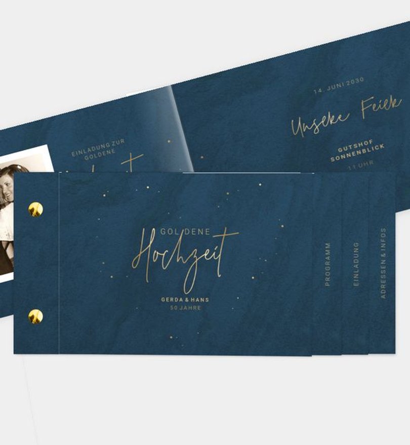 Einladungskarte Goldene-Hochzeit Sparkling Night