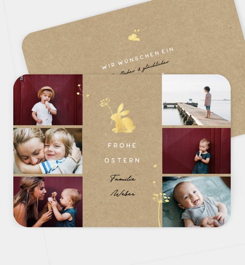 Grußkarte Ostern Golden easter bunny