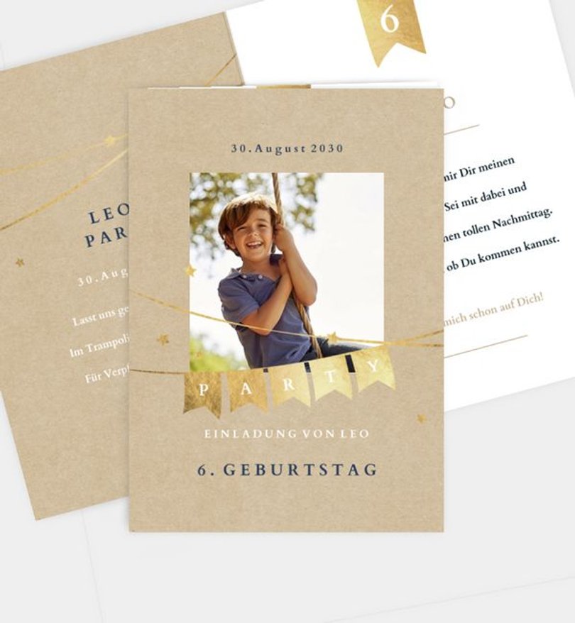 Einladungskarte Kindergeburtstag Fröhliche Party · Crafty