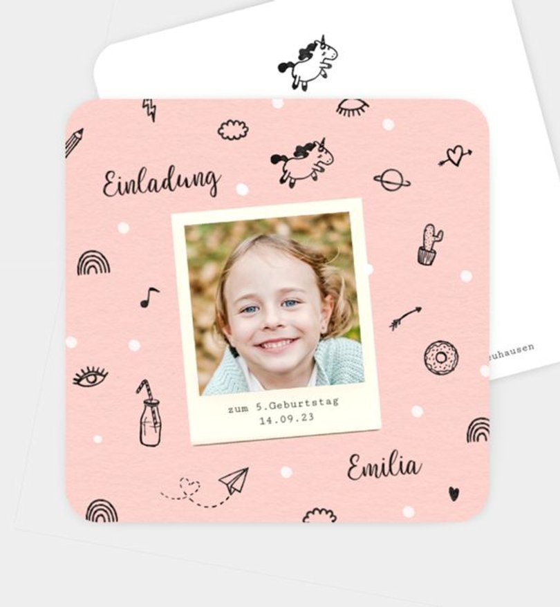 Einladungskarte Kindergeburtstag Scribble