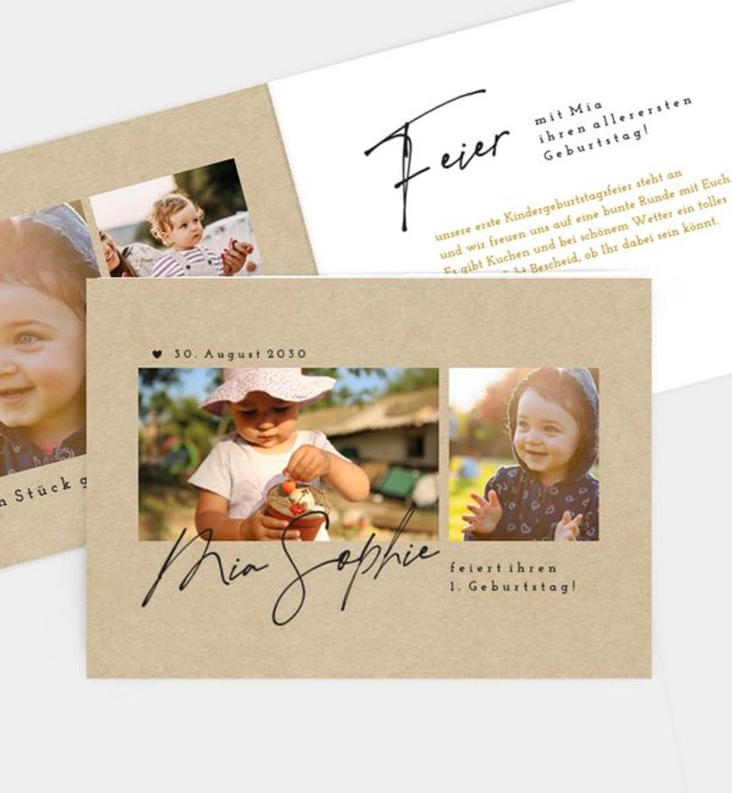 Einladungskarte Kindergeburtstag Happy Time · Vintage