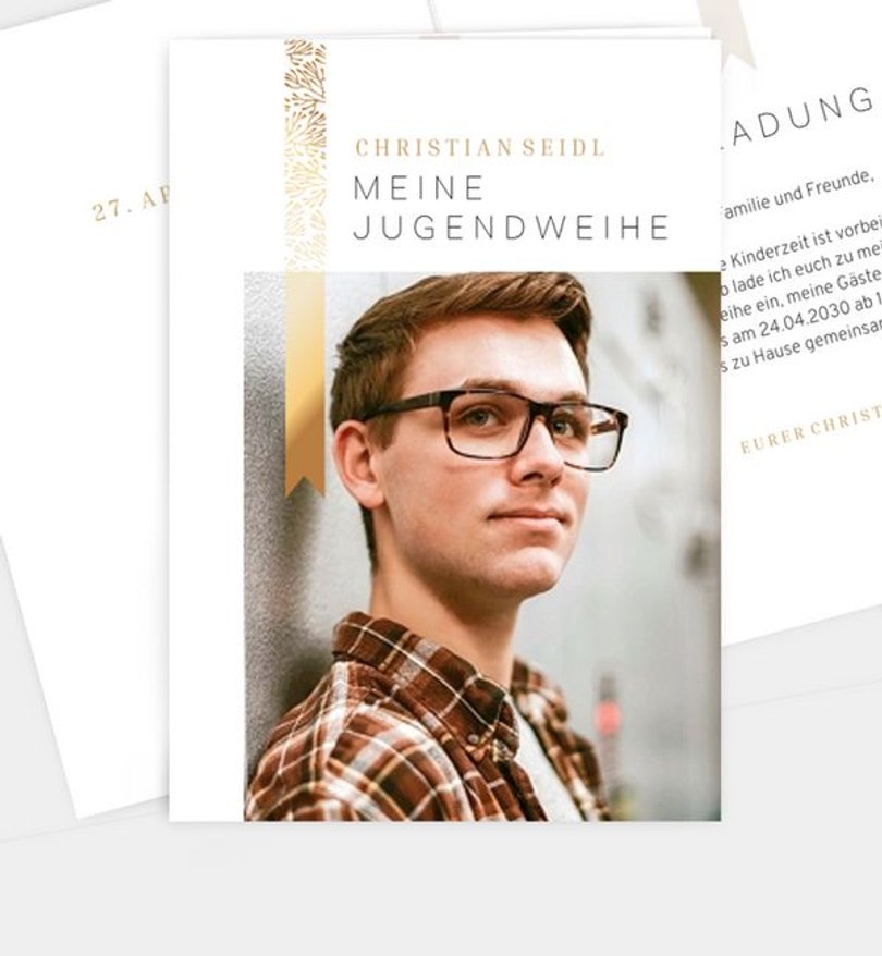 Einladungskarte Jugendweihe Zeichenband