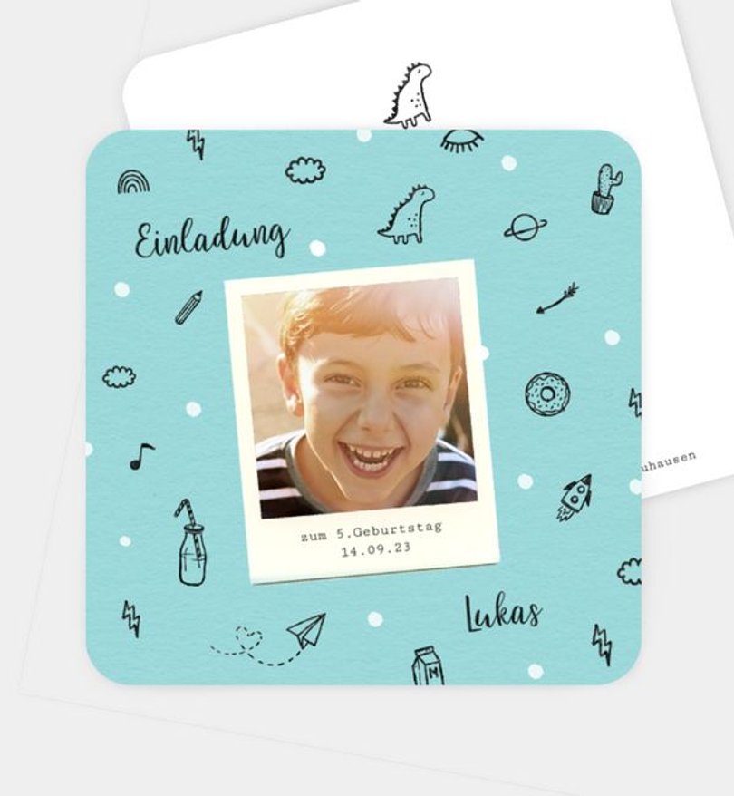 Einladungskarte Kindergeburtstag Scribble