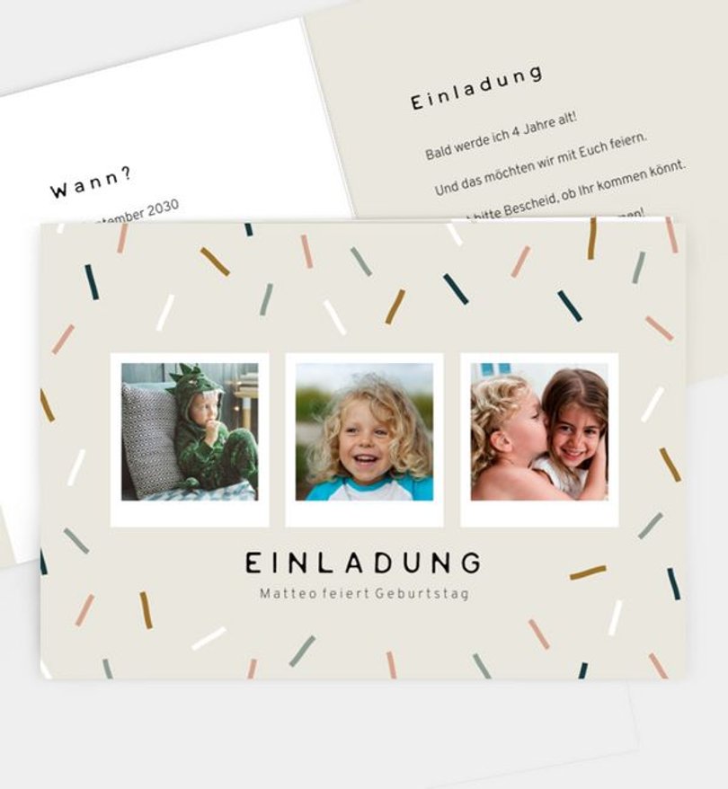 Einladungskarte Kindergeburtstag Confetti Fun