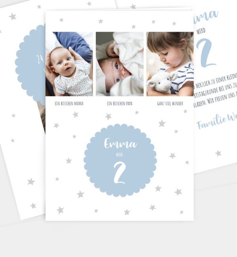 Einladungskarte Kindergeburtstag Dots & Sternchen