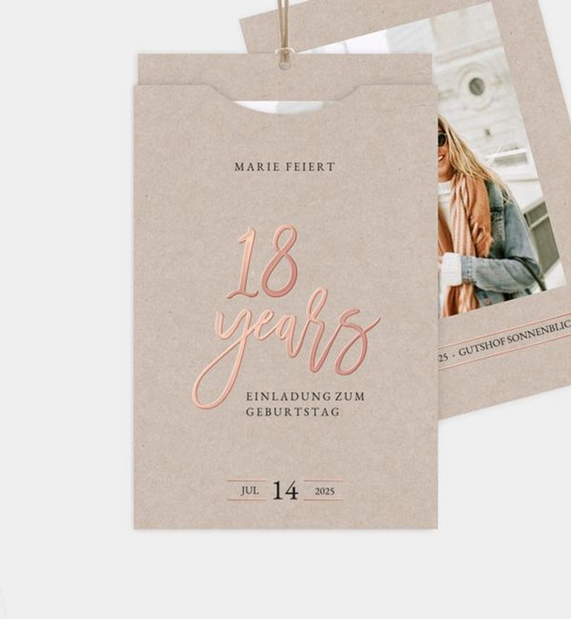 Einladungskarte Geburtstag Rosegold-Crafty