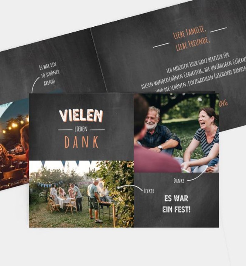 Dankeskarte Geburtstag Bildertafel