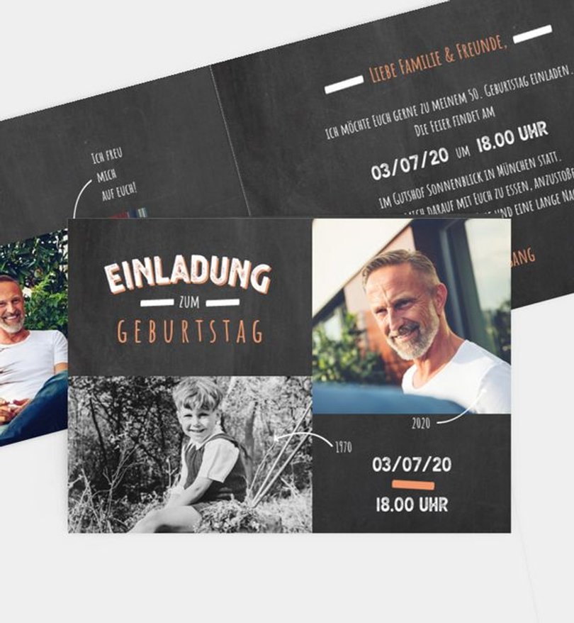 Einladungskarte Geburtstag Bildertafel